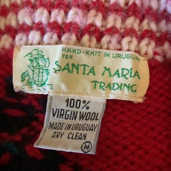 Scotties and Westies vintage sweater red wool handmade Uruguay red black white M - Picture 5 of 8